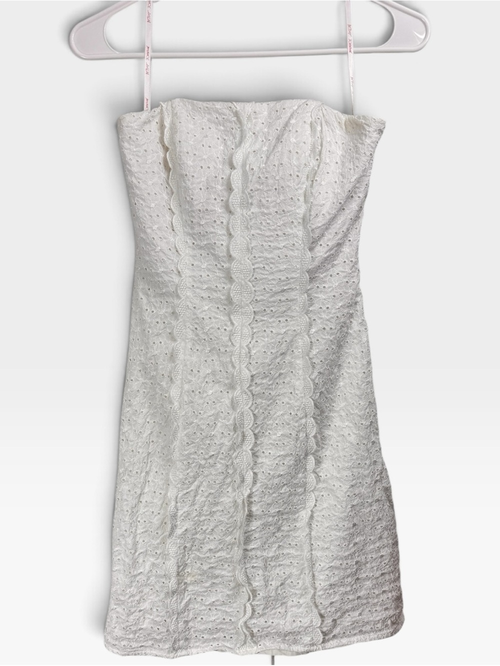 Vintage Betsey Johnson Y2K Size 4 White Eyelet Corset Back Bodycon Mini Dress